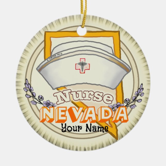 Nevada Sjuksköterska Julgransprydnad Keramik (Framsidan)