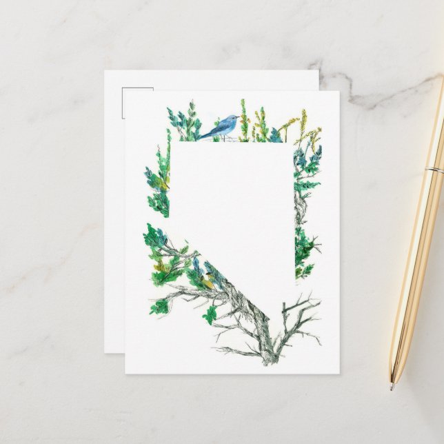 Nevada State Flower Sagebrush Mountain Bluebird Vykort (Fram/Back In Situ)