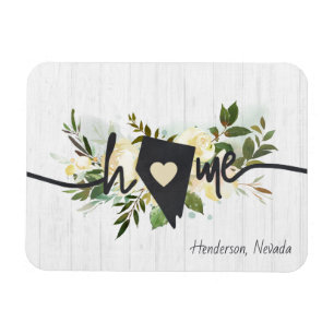 Nevada State Personlig Home City Rustic Blommigt Magnet