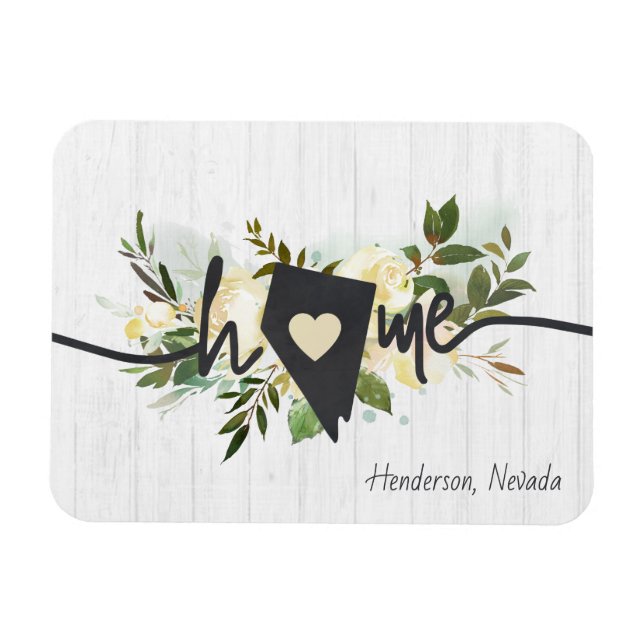 Nevada State Personlig Home City Rustic Blommigt Magnet (Horisontell)