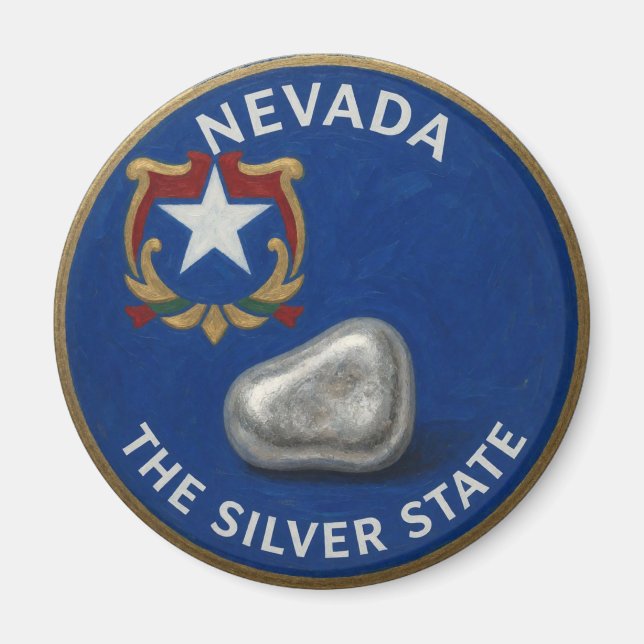Nevada State Pride Silver Emblem ⛏️ Magnet (Framsidan)