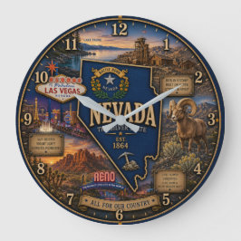 Nevada State Silver Desert and Las Vegas Rustic Stor Klocka