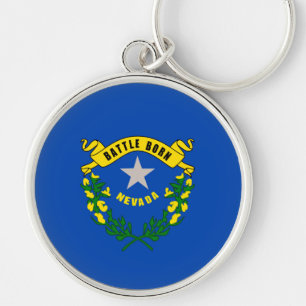 Nevada Statlig flagga Design Rund Silverfärgad Nyckelring
