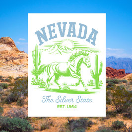 Nevada The Silver State Est. 1864 Vildhäst Vykort