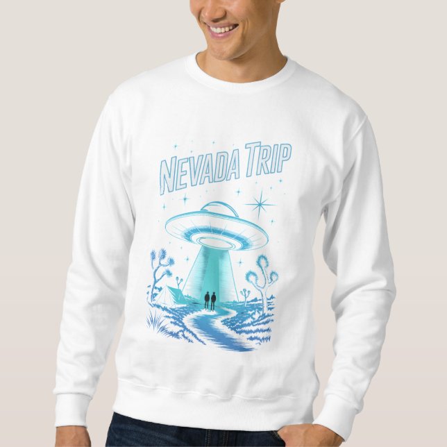 Nevada Trip – Retro-Futuristic UFO Abduction Tee Lång Ärmad Tröja (Framsida)