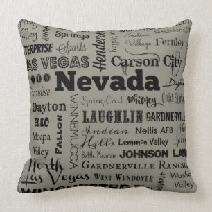 Nevada typografidekorativ kudde i grått & svart
