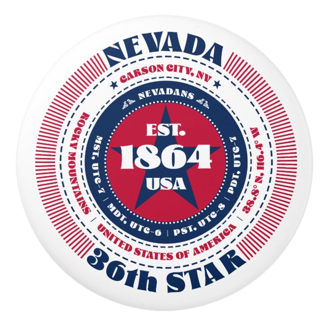 Nevada US State Rött vitt blått Typography Knopp (Framsidan)