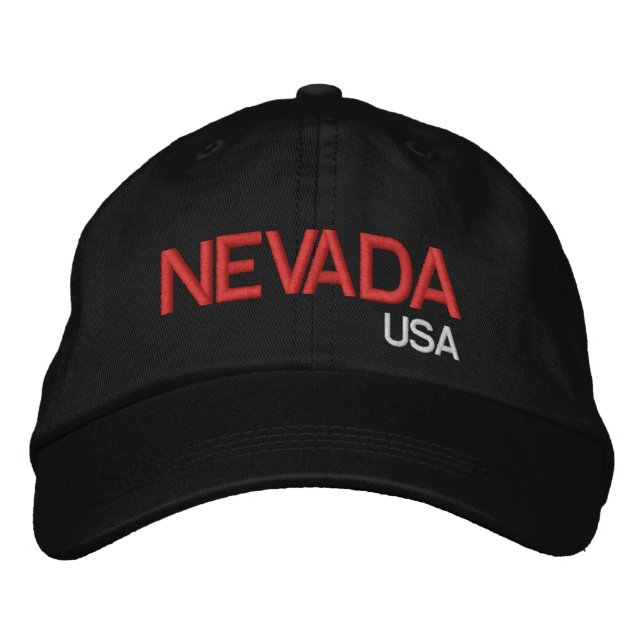 Nevada USA Embroized Hat Black Hat Broderad Keps (Framsida)