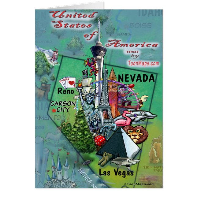Nevada USA-kort Hälsningskort (Framsidan)