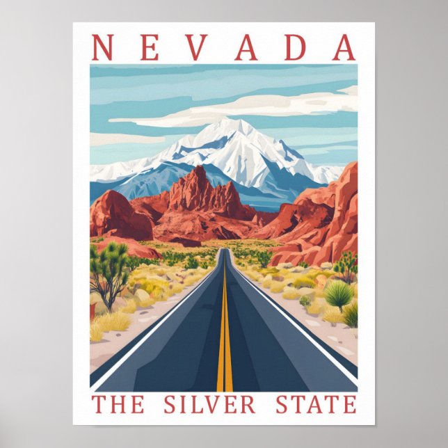 Nevada, USA:s Silver-stat Travel Ställe Poster (Framsidan)