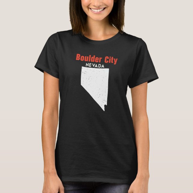 Nevada USA State America Travel Nevadan Boulder Ci T Shirt (Framsida)