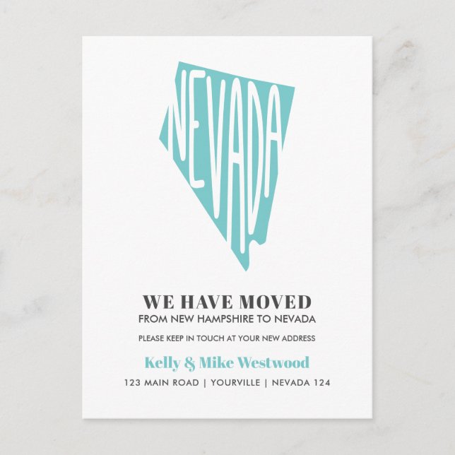 NEVADA Vi har flyttat Ny adress Nytt hem   Vykort (Framsida)