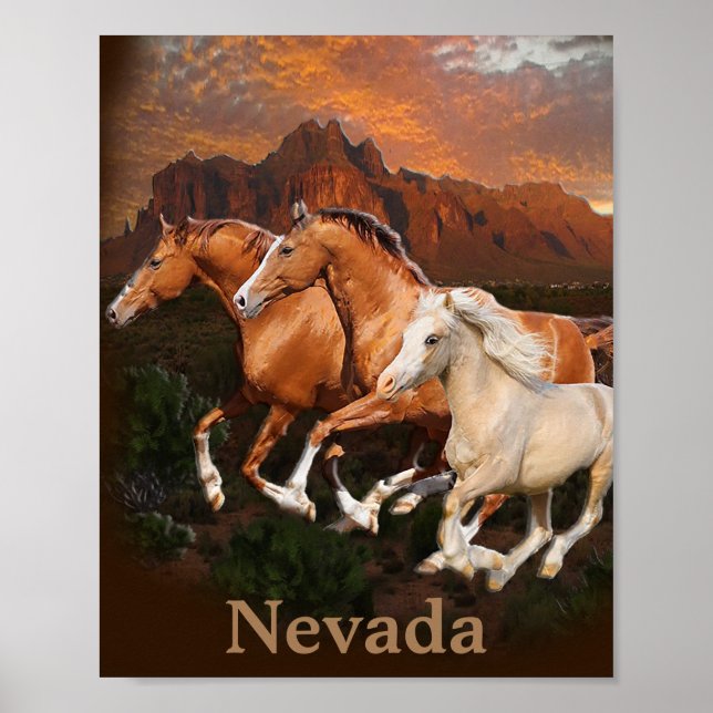 Nevada Vild Horses Poster (Framsidan)