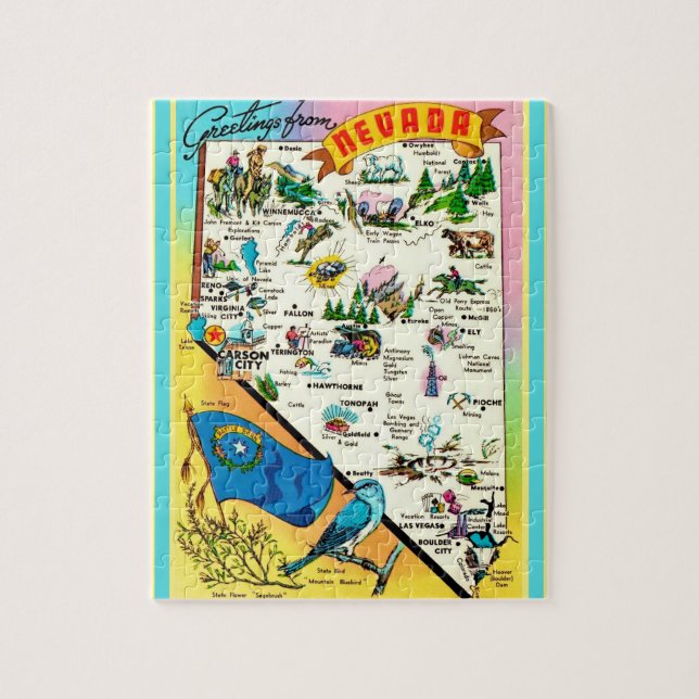 Nevada vykort 8x10 kartpussel pussel (Vertikal)