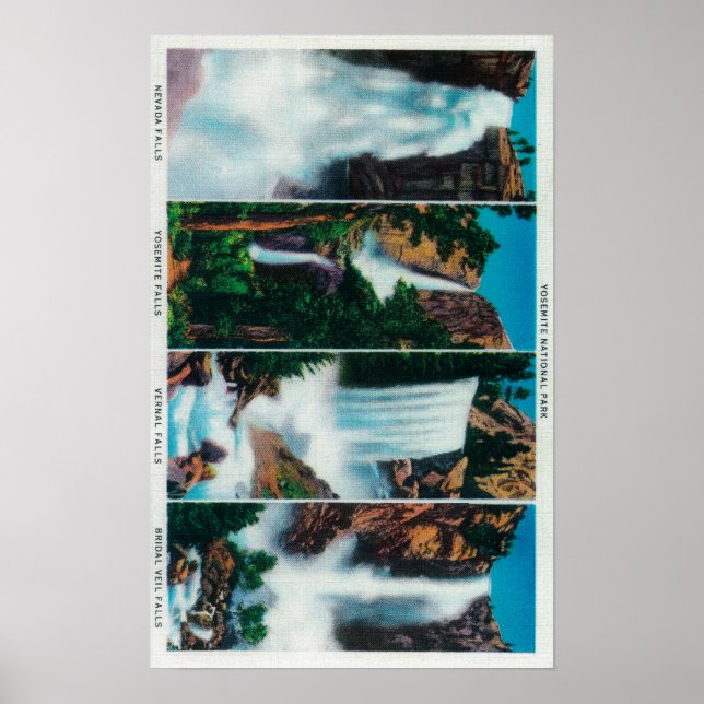 Nevada, Yosemite, Vernal och Möhippa Veil Falls Poster (Framsidan)