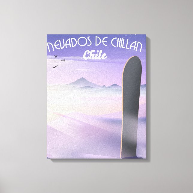 Nevados de Chillan, Chile Snowboardaffisch. Canvastryck (Framsida)