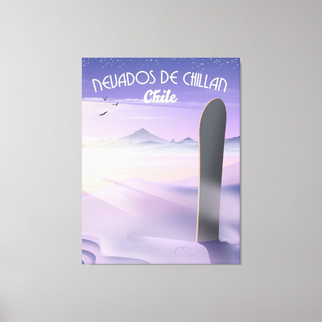 Nevados de Chillan, Chile Snowboarding poster. Canvastryck (Framsida)