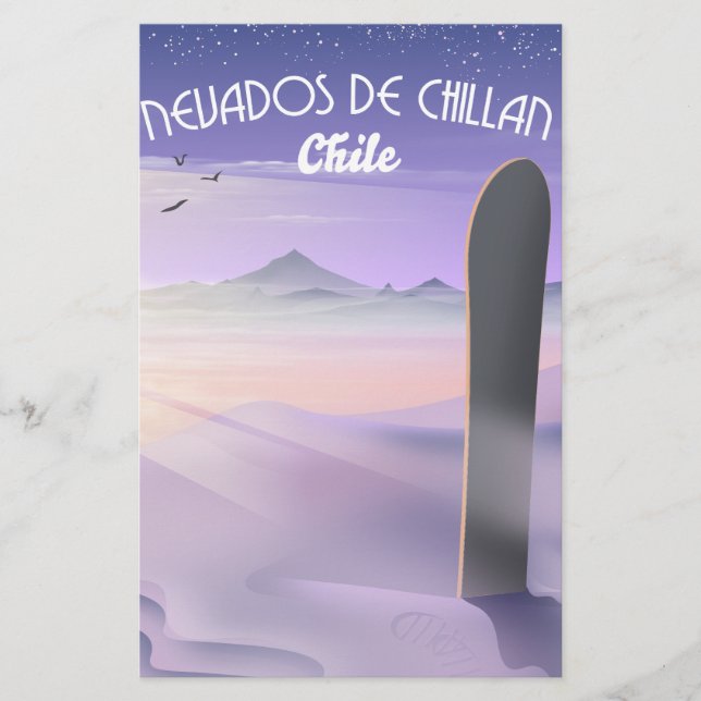 Nevados de Chillan, Chile Snowboarding poster. Flygblad (Framsidan)