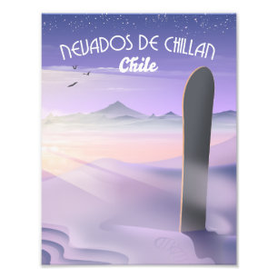Nevados de Chillan, Chile Snowboarding poster. Fototryck