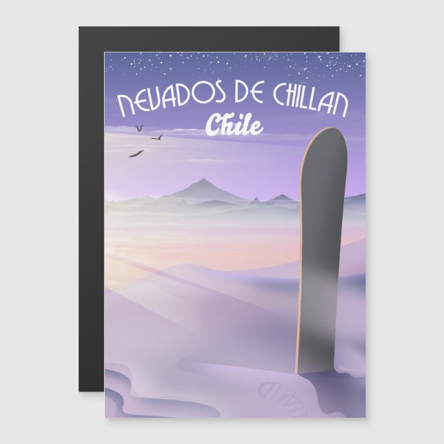 Nevados de Chillan, Chile Snowboardingsaffisch. (Fram/baksida)