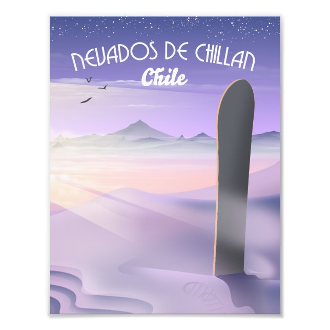 Nevados de Chillan, Chile Snowboardingsaffisch. Fototryck (Framsidan)