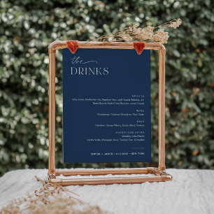 NEVE Navy Bröllop Pub Drink Menu Sign Poster