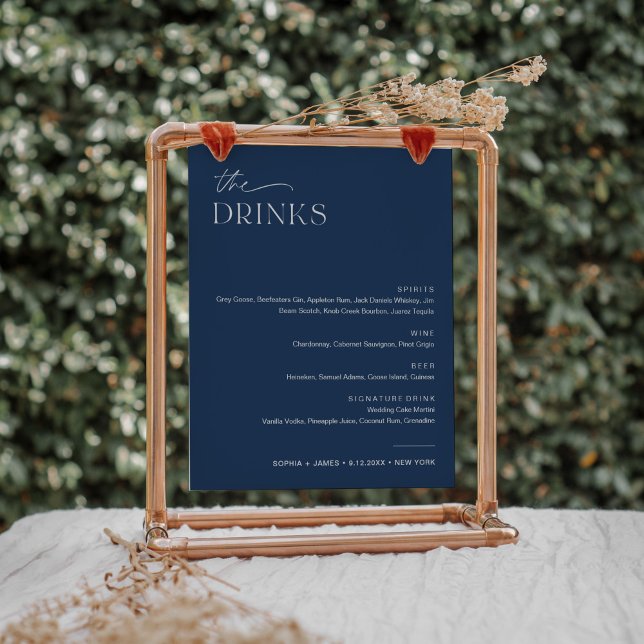 NEVE Navy Bröllop Pub Drink Menu Sign Poster (Skapare uppladdad)