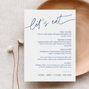 NEVE Navy Minimalist Bröllop Middagsmeny Card Inbjudningar