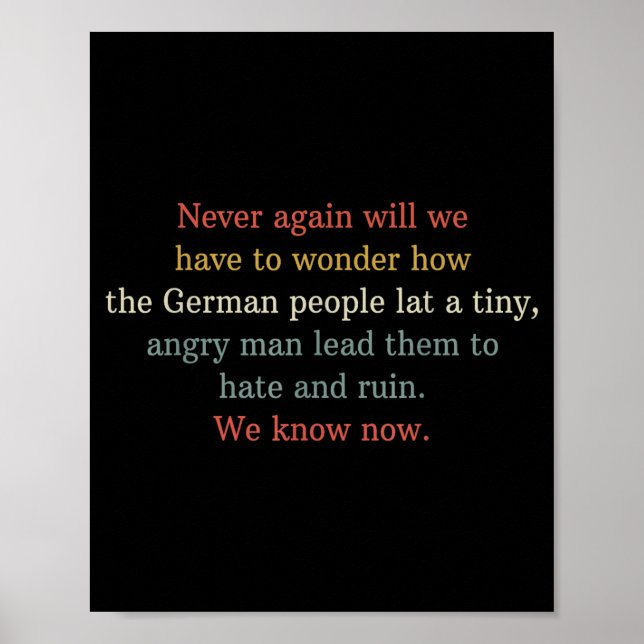 Never Again Will We Have To Wonder How The German  Poster (Framsidan)