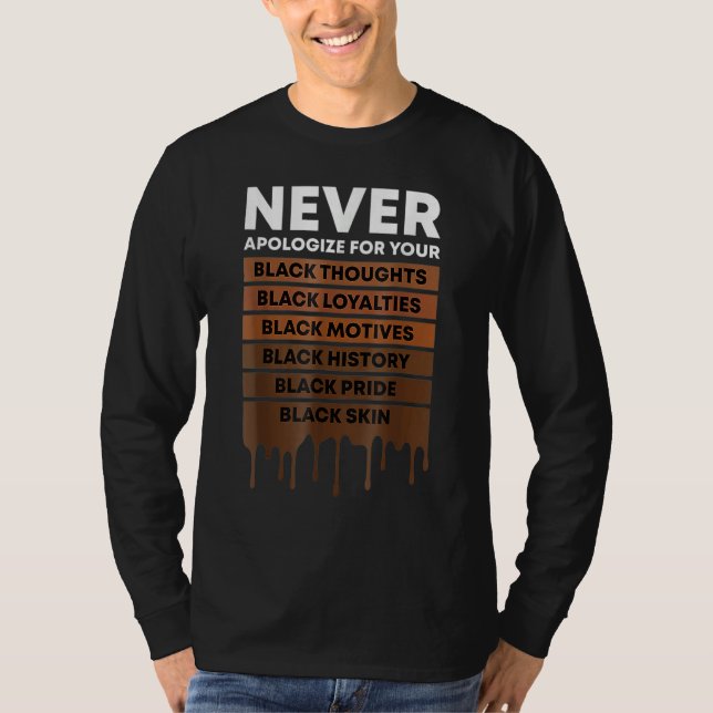 Never Apologize Black History Month BLM Melanin Pr T Shirt (Framsida)