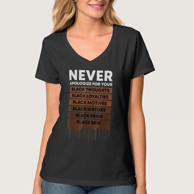 Never Apologize Black History Month BLM Melanin Pr T Shirt (Framsida)