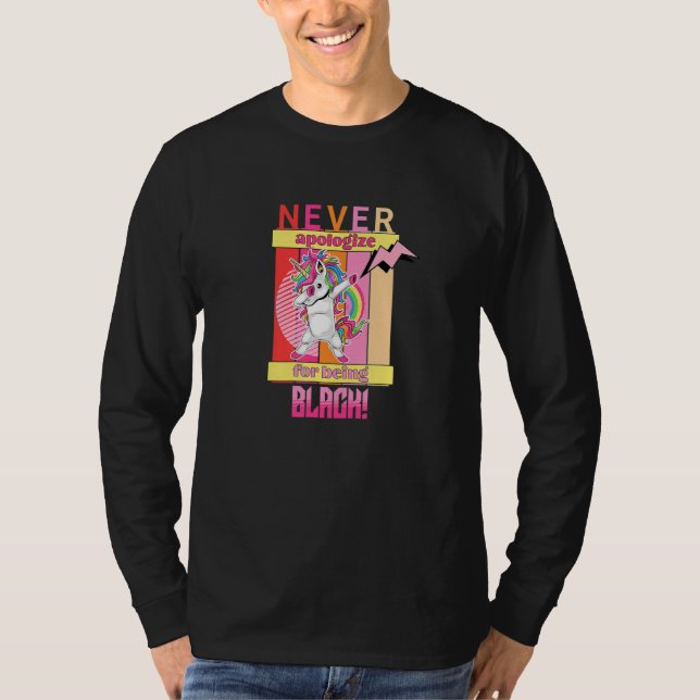 Never Apologize For Being Black - Dabbing Retro Un T Shirt (Framsida)