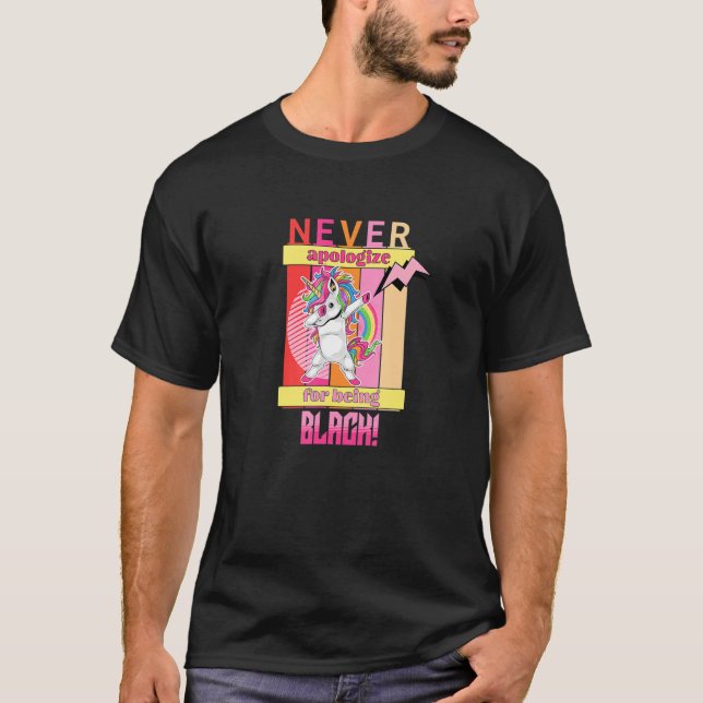 Never Apologize For Being Black - Dabbing Retro Un T Shirt (Framsida)
