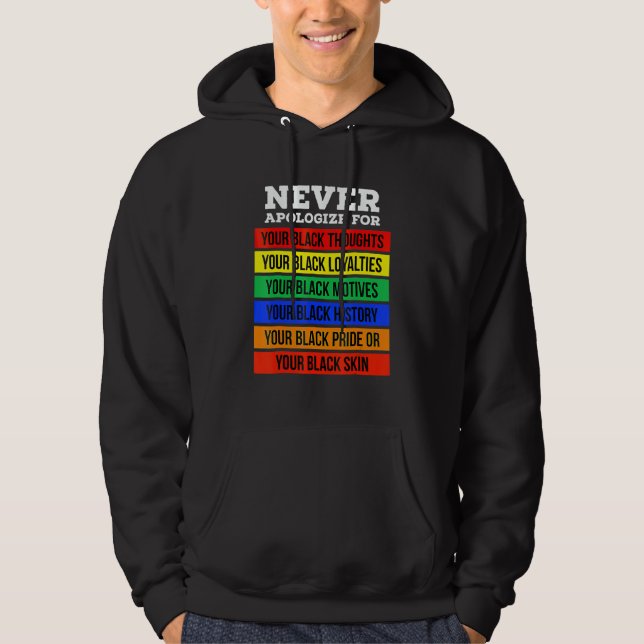 Never Apologize For Your Blackness Black History M Hoodie (Framsida)