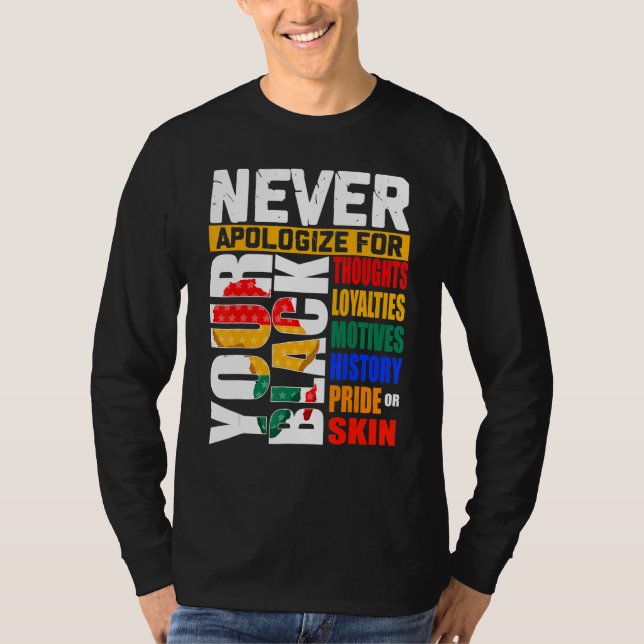 Never Apologize For Your Blackness Black History M T Shirt (Framsida)