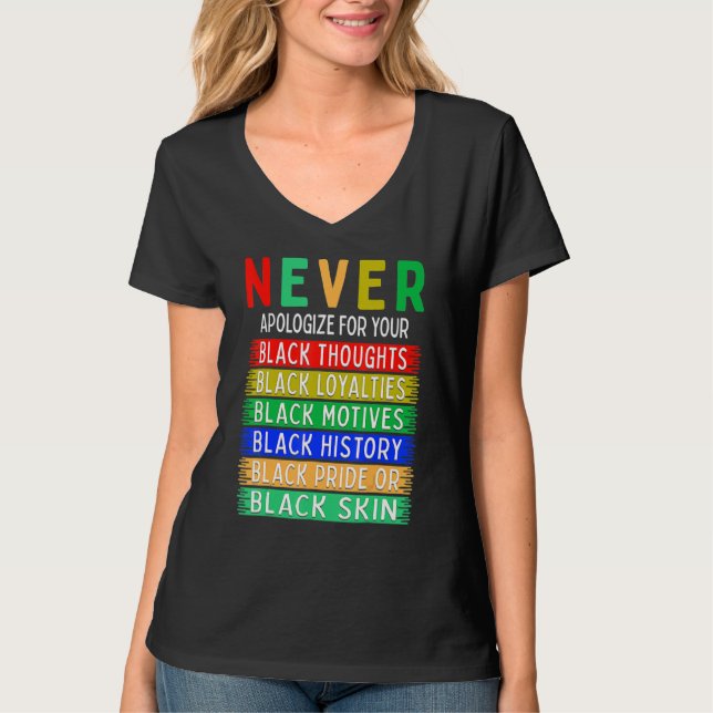 Never Apologize For Your Blackness Black History M T Shirt (Framsida)