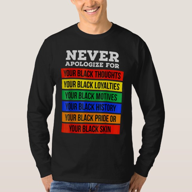 Never Apologize For Your Blackness Black History M T Shirt (Framsida)