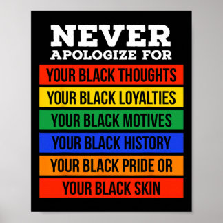Never Apologize For Your Blackness - Black History Poster