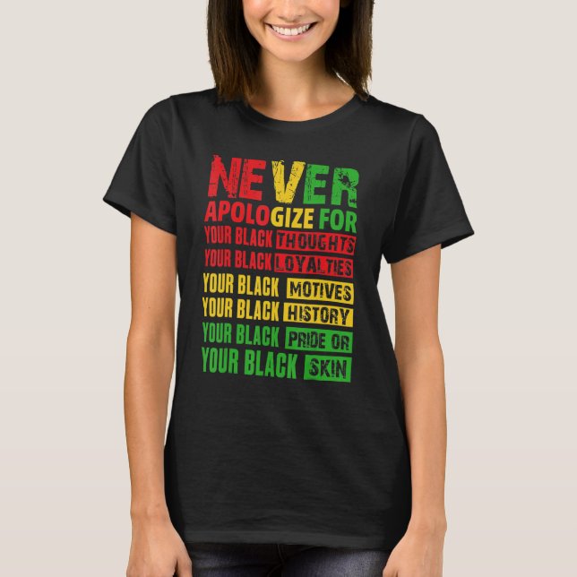 Never Apologize Your Black History Month African A T Shirt (Framsida)