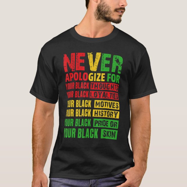 Never Apologize Your Black History Month African A T Shirt (Framsida)