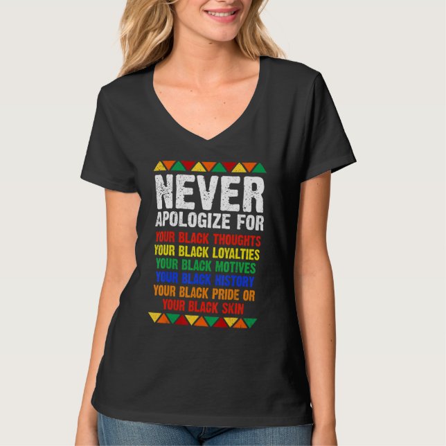 Never Apologize Your Blackness African Black Histo T Shirt (Framsida)