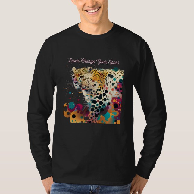 Never Change Your Dots Leopard Animal Polka Splatt T Shirt (Framsida)