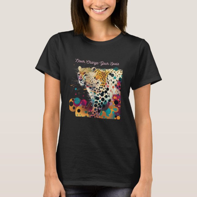 Never Change Your Dots Leopard Animal Polka Splatt T Shirt (Framsida)