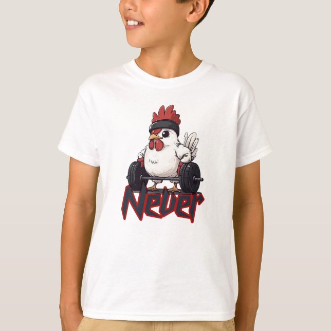 Never Chicken Out – Gym Hen Power T Shirt (Framsida)