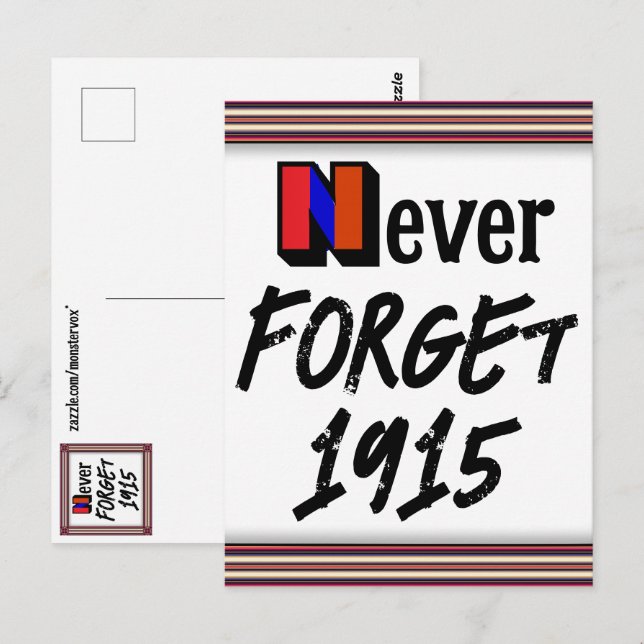 Never Forget 1915 Postcard Vykort (Fram/baksida)