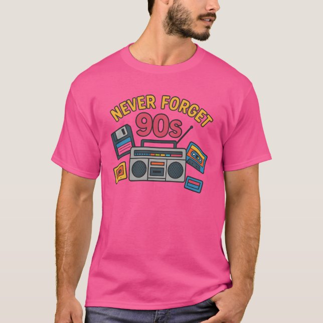 Never Forget 90s Retro Gift Cassette Floppy friend T Shirt (Framsida)