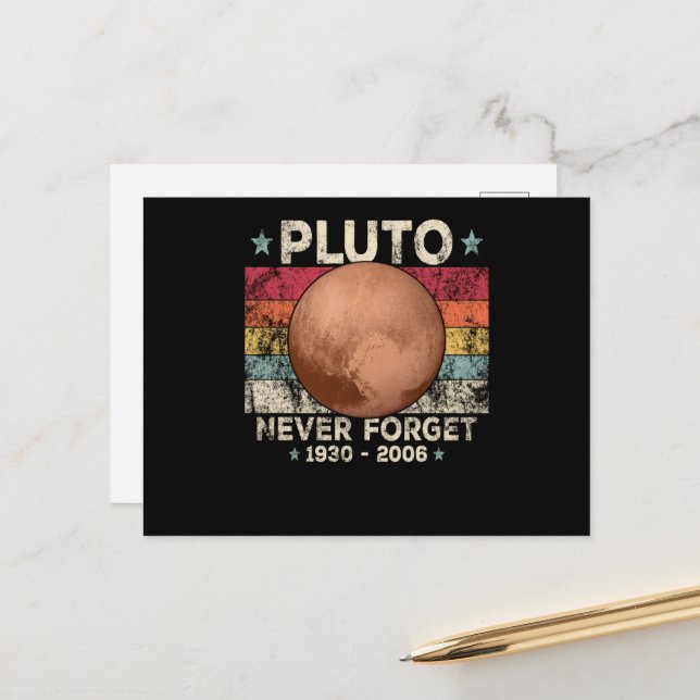 Never Forget Pluto Retro Space Science Vykort (Fram/Back In Situ)