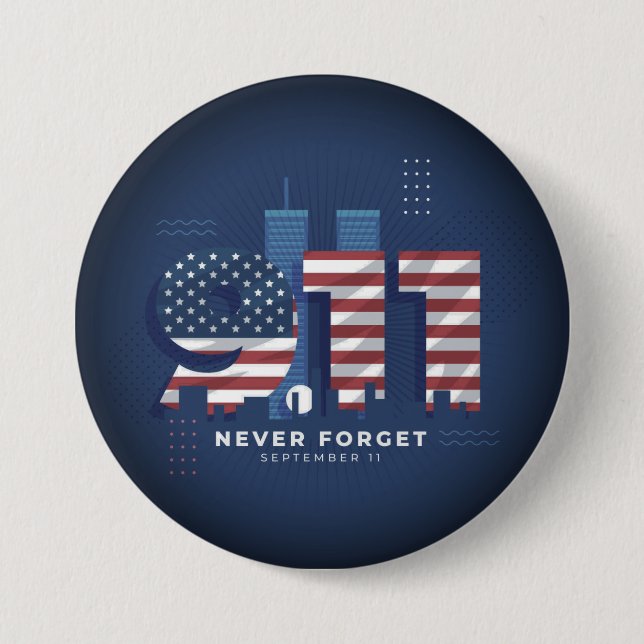 Never forget September 11  Button Knapp (Framsida)