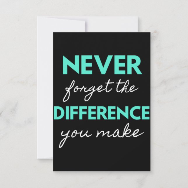 Never Forget The Difference You Make Tack Kort (Framsida)