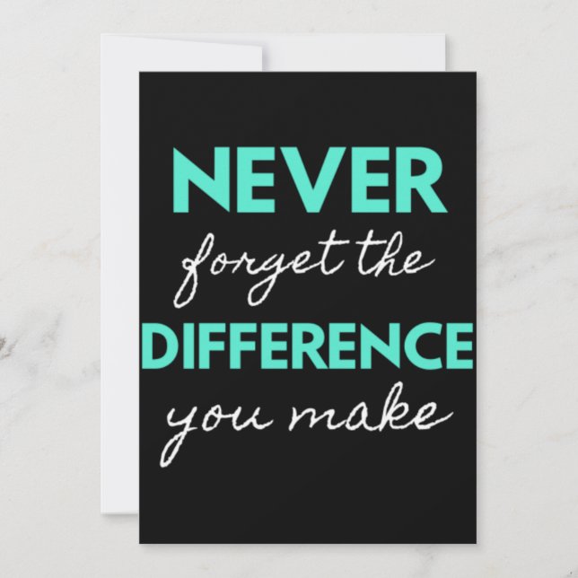 Never Forget The Difference You Make Tack Kort (Framsida)